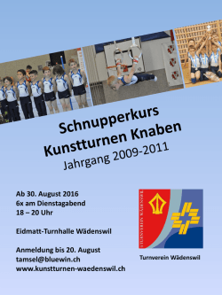 Schnupperkurs Kunstturnen Knaben Jahrgang 2009-2010