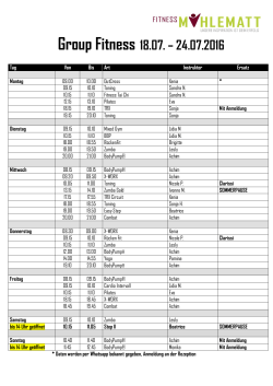 Group Fitness 18.07. &ndash; 24.07.2016