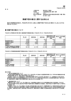 業績予想の修正に関するお知らせ