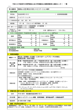 平成28年度若手の理学療法士及び作業療法士実務研修受入