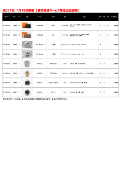 第377回 7月19日開催 【超特急便サービス緊急出品速報】
