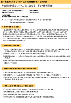 （盛りつけ）行程におけるロボット技術開発（株式会社武蔵野）（PDF：498KB）