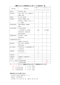 Page 1 内灘町ふるさと応援寄附金【人間ドック】検査項目一覧 検査項目