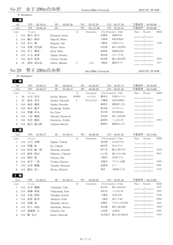 女子 No 27 200m自由形 男子 No 28 200m自由形