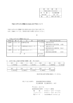 1 平成28年8月開催の成人式 2 近年の成人式該当者数の推移