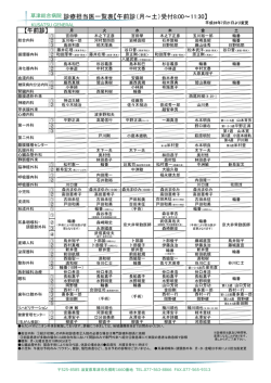 2016年07月20日お知らせ 7/21～ 外来担当表（脳神経