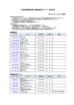 家庭福祉員（保育ママ）空き状況（平成28年7月21日現在