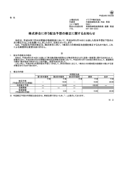 株式併合に伴う配当予想の修正に関するお知らせ