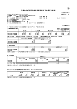 平成28年9月期 第3四半期決算短信