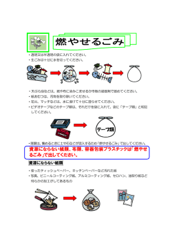 資源にならない紙類、布類、容器包装プラスチックは「燃やせ るごみ」で