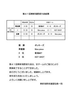 ポッキーズ Nine piece 新潟MIT HOT SHOT 東新潟野球連盟役員一同