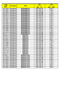 学籍 番号 学科 経営情報学科 9月14日(水) 10:30～ 経営情報学科 9月