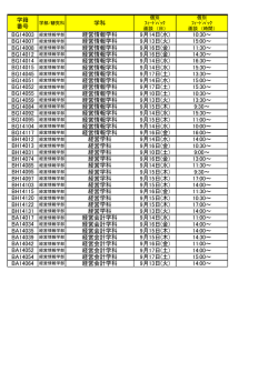 学籍 番号 学科 経営情報学科 9月14日(水) 10:30～ 経営情報学科 9月