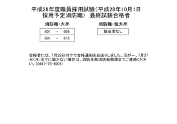 （平成28年10月1日 採用予定消防職） 最終試験合格者
