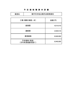 業務名 金額（円） 4,014,410 2,930,519 6,940,000 予 定 価 格 積 算 内