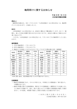 梅雨明けに関するお知らせ
