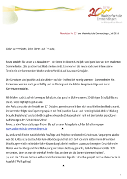 Newsletter Juli 2016 - Integrative Waldorfschule Emmendingen