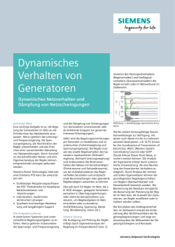 Dynamisches Verhalten von Generatoren