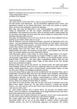 Predigt vom 17. Juli - Hoffnungskirche zu Pankow