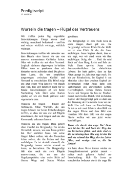 Predigtscript Wurzeln die tragen – Flügel des Vertrauens