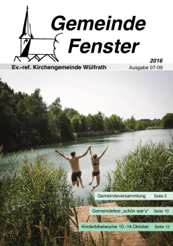 Gemeindefenster Juli - August - September 2016 - Ev.