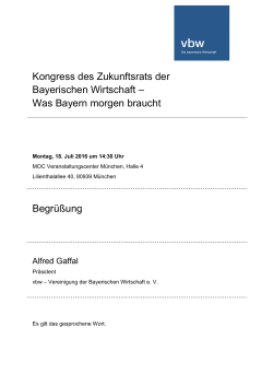 Kongress des Zukunftsrats der Bayerischen Wirtschaft – Was