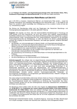 Akademischen Rätin/Rates auf Zeit A13 - Justus-Liebig