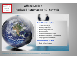 Offene Stellen Rockwell Automation Schweiz