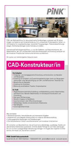 CAD-Konstrukteur/in - PINK GmbH Vakuumtechnik