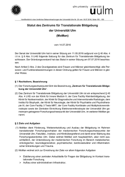 Statut des Zentrums für Translationale Bildgebung