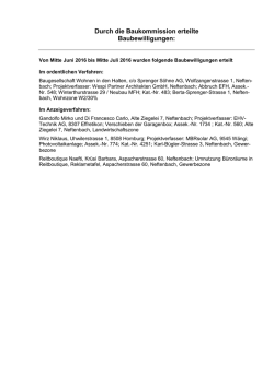 Durch die Baukommission erteilte Baubewilligungen: