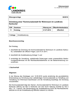 Gr&uuml;ndung einer `Kommunalanstalt f&uuml;r Wohnraum im Landkreis