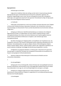Eignungskriterien Anforderungen an den Bieter Aufgrund der