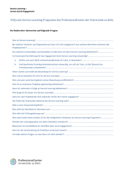 H&auml;ufig gestellte Fragen und Antworten zum Service Learning