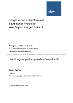 Kongress des Zukunftsrats der Bayerischen Wirtschaft