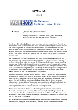 NEWSLETTER - VALEXX AG