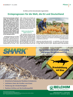 Ein Blick auf die internationalen Agrarm&auml;rkte: Ernteprognosen f&uuml;r