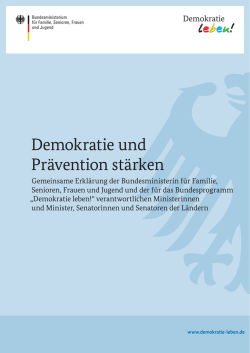 Demokratie und Prävention stärken - Bundesministerium für Familie