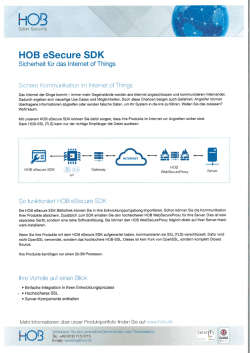 HOB eSecure SDK - Sicherheit f&uuml;r das Internet of Things