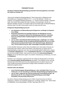 PRESSEMITTEILUNG Das Bremer Netzwerk Bürgerbeteiligung