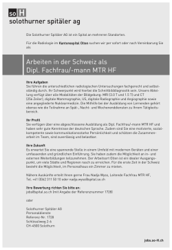 Arbeiten in der Schweiz als Dipl. Fachfrau/-mann MTR HF