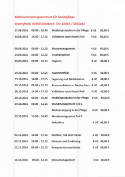 Hier unsere Fortbildungen f&uuml;r 2016