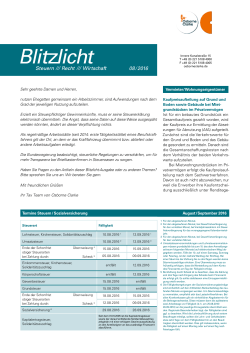 Mandantenbrief Blitzlicht 08/2016