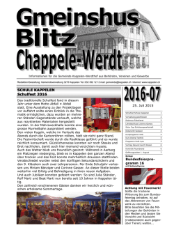In dieser Ausgabe Bundesfeierpro- gramm 16 25. Juli