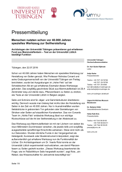 Pressemitteilung - Universität Tübingen