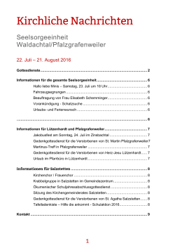 Kirchliche Nachrichten - Seelsorgeeinheit Waldachtal