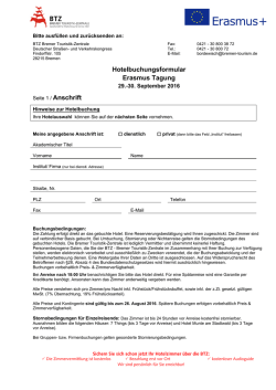 Hotelbuchungsformular Bremer Touristik-Zentrale