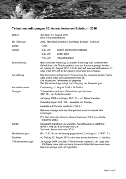 Teilnahmebedingungen 55. Aareschwimmen Solothurn 2016