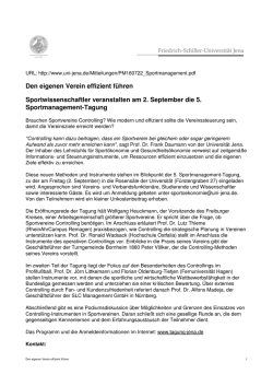 Den eigenen Verein effizient führen Sportwissenschaftler