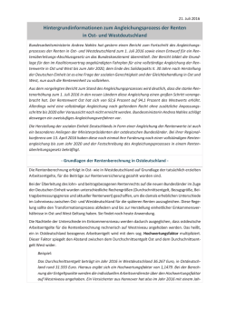 Hintergrundinformationen zum Angleichungsprozess der Renten in